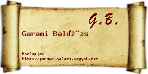Garami Balázs névjegykártya